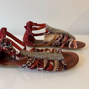 Steve Madden Red and Silver Gladiator Sandals
